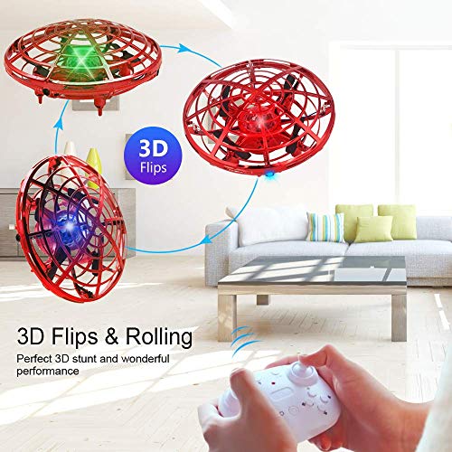 BOMPOW-Drone-for-Kids-Flying-Drones-Remote-Control-Drone-with-2-Speeds-and-LED-Light-for-Christmas-Xmas-GiftRed
