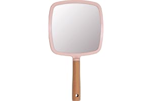 Eaoundm Hand Held Mirror for Makeup, Small Wood Hand Mirror Portable Travel Vanity Mirror for Men&Women 5.5W x 10L inch
