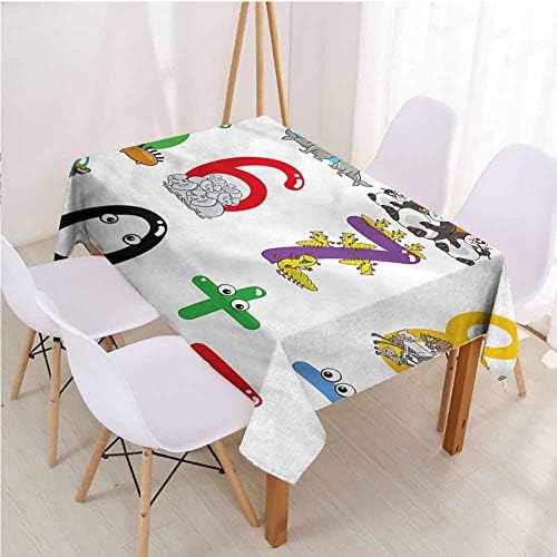 VICWOWONE Mathematics Classroom Terrace Rectangle Tablecloth Excellent Durability Zoo Animals,Rectangle - W60 x L84 inch