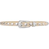 SANSTHS Women Western Studded Belt for Jeans Fashion Thin Leather Belt Vintage Skinny Ladies Belts for Dresses