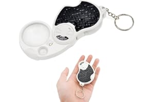 OLLGEN Mini 8X 20X Folding Magnifying Glass Loupe,Pocket Sized Dual Lens LED Magnifier with Keychain,Innovative Battery Cover Design,Small Loupe Lens for Jewelry Diamonds Coins Stamps Map Reading