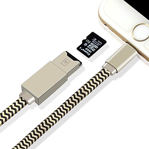 2 in 1 SD Card Reader for iPhone 8 / 7 / 6 Apple External U Disk iPad Mini Air Pro OTG USB Lightning Cable Storage for Memory Expansion Sync Data Transfer (not include SD card)