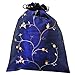 Wrapables Beautiful Embroidered Silk Travel Bag for Lingerie & Shoes - Dark Blue