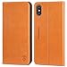 SHIELDON iPhone Xs Max Case, Genuine Leather iPhone Xs Max Wallet Case Support Auto Wake/Sleep RFID Protective Card Holder Folio Magnetic Stand Cover Compatible with iPhone Xs Max (6.5