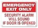 Emergency Exit Only Sign, Security Alarm Will Sound If Door Opened Sign, 10x7 Inches, Rust Free .040 Aluminum, Fade Resistant, Made in USA