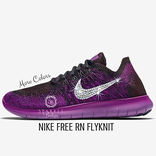 NIKE Bling, NIKE FREE RN FLYKNIT 2017, Purple, Custom Nike, Bling Nike, Bedazzled