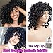 Short Afro Curly Synthetic Hair Wigs for Black Women Phoenixfly Natural Black Loose Curly Fluffy Shoulder Length Natural Looking Hair Wigs Heat Resistant Hair Replacement Wigs with Wig Caps