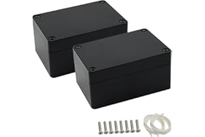 LeMotech Junction Box IP65 Waterproof Project Box Dustproof ABS Plastic Electrical Boxes Universal Enclosure for Electronic Black 3.93x 2.68x 1.97 inch (100 x 68 x 50 mm)(Pack of 2)