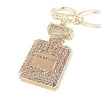 Smartlife15 Crystal Key Chain Rhinestone Charm Key Ring Gift for Womens Bag or Cellphone or Car Pendant (Coffee(Perfume Bottle))