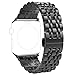 PUGO TOP Band Compatible for Apple Watch Series 10 9 8 7 Ultra 2/Ultra Series 6 5 4 3 SE iWatch iPhone Watch Link Band Loop Stainless Steel for Men Women (42/44mm/45mm/49mm, Matte Black + Glossy Black)