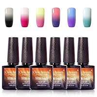 Clou Beaute Soak Off UV LED Thermal Temperature Color Changing Gel Nail Polish Set of 6 Light Change 10ml