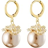 MIKAMU 14K Gold Hoop Earrings for Women CZ cubic zirconia Pearl Earring Jewelry Birthday Gifts for Women