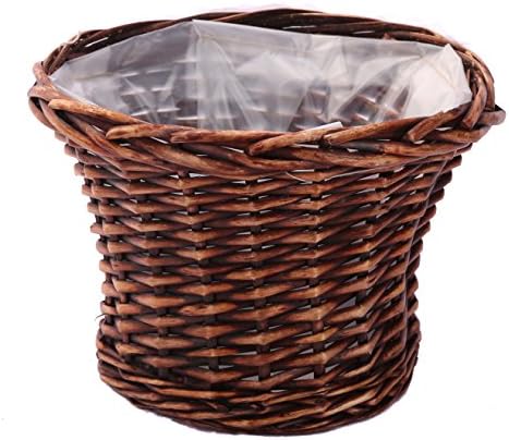 Kingwillow, Hanging basket,Wicker woven hanging flower pot vase basket, home decoration plant basket, Art &amp; Craft (Small, Round Brown)
