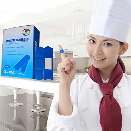 Designeez 100pcs Waterproof Band Aid Blue Metal Detectable Bandage For Wounds Bandage ation Line Wound Care