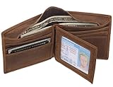 Polare Mens Full Grain Leather Trifold Wallet Classic Style - Extra Capacity (Gift Box included)