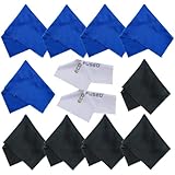 Microfiber Cleaning Cloths 12 Pack for use with Cell Phone, Tablets, Laptops, Glasses, Lenses and Other Delicate Surfaces - One Year Guarantee (blue / black)