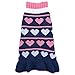 Jecikelon Pet Dog Long Sweaters Dress Knitwear Turtleneck Pullover Warm Winter Puppy Sweater Long Dresses (Navy Heart, Medium)