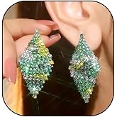 Rhinestone Rhombus Dangle Earrings for Women Colorful Geometric Rhomboid Drop Earrings Sparkly Chandelier Statement Stud Earrings Bridal Jewelry Gifts