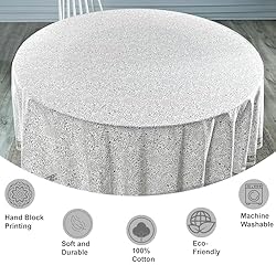 Ridhi Taupe Jal 100% Cotton Round 90 Tablecloth