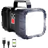SUYOOULIN Rechargeable Flashlight, LED Spotlight Flashlight 10000mAh 12000LM 20h Ultra-Long Standby 3+4 Lights Modes Waterproof Camping Flashlight（35 LEDs）