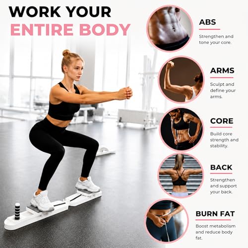 Multifunctional Pilates Reformer with Resistance Ropes, Chin-Up Board and Ski-Type Abs, Timer and Fitness Mat for Home Training