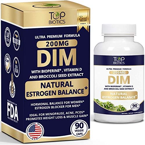 DIM Supplement with Revolutionary 3X EstroBalance Technology - 200mg, 90 Caps, Vegan, w/Bioperine, Vitamin D, Broccoli Seeds. Ideal for Women's Estrogen Balance, Menopause, Acne, PCOS + $8 Value Gift