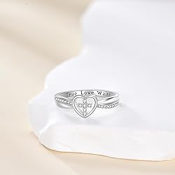 HUKKUN Purity Ring Sterling Silver Heart Cross Ring