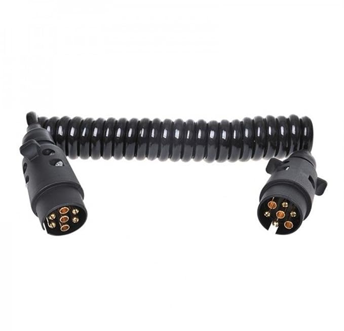 ProPlus 343509 Spiralkabel 3 Meter mit 2x Steckern männlich 7-poliges Verbindungskabel