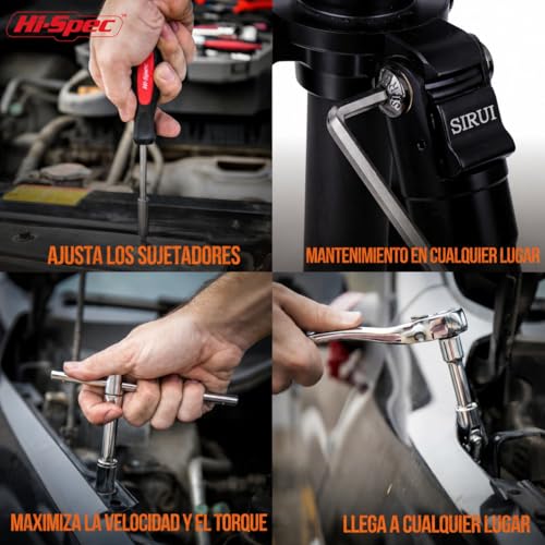 Hi-Spec Juego de Herramientas para Mecánica Automotriz de 67 Piezas. Herramientas Manuales de Bricolaje para Reparación y Mantenimiento de Automóviles, Bicicletas, y Motos. con Maletin de Transporte