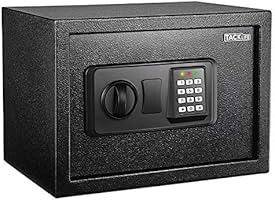 TACKLIFE, Home safe, 14L Cabinet Safes, Wall Mountable, Double insurance with two lock bolts, Black, More secure, Can...