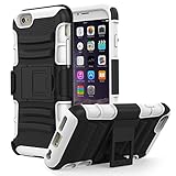 MoKo iPhone 6s Plus Case - Full Body Rugged Holster Case with Swivel Belt Clip - Dual Layer Shock Resistant Cover for Apple iphone 6 Plus (2014) / 6s plus (2015) 5.5 Inch Smartphone, WHITE