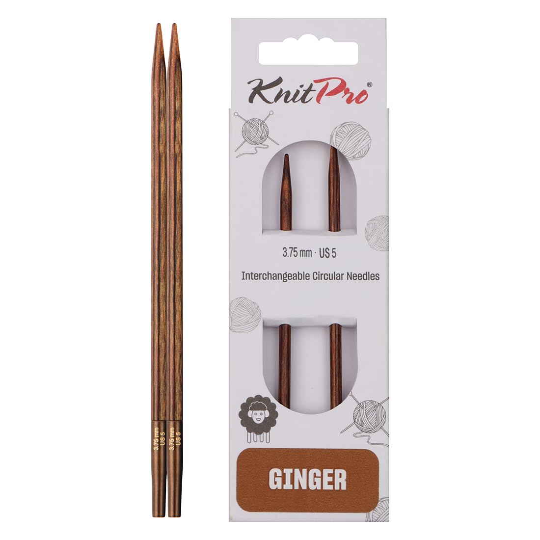 KnitPro Ginger Interchangeable Circular Needles 5" (13cm) | 3.75mm