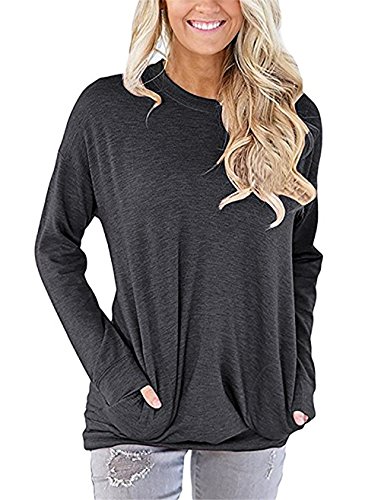 UXELY Pullover Shirts, Lady Long Sleeve Flattering Tops For Women,Black 2XL
