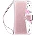 UrbanDrama for iPhone 7 Plus Case, iPhone 8 Plus Case, Floral Flip Wallet Folio Cover PU Leather Kickstand Credit Card Slot Holder Protective Case for iPhone 7 Plus, 8 Plus 5.5 Inches, Rose Gold