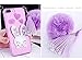 iPhone 7 Plus Case Cute, Sunroyal Soft Transparent TPU 3D Adorable Cartoon Rabbit (Bunny) Stand Bling Diamond Silicone Ear Scratch Resistant Ultra Thin Case with Hairball Pompon Wrist Strap - Purple