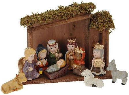 Immagini Natalizie Con Presepe.Presepe Di Natale Con 10 Personaggi 25 X 18 Cm Amazon It Casa E Cucina