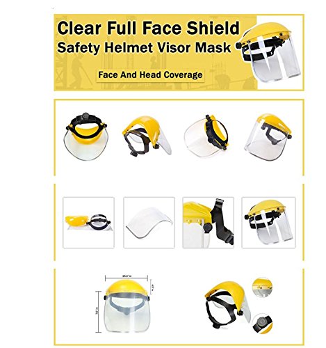 Safety Works Adjustable Headgear Face shield with Visor Mask Clear Face and Head Coverage Polycarbonate Used for - Light Construction, General Manufacturing, Cutting Metal, Cutting Wood (TL-1021) - Thumbnail 4