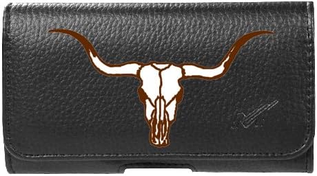 Faux Leather Longhorn Skull Pouch Belt Clip Case for LG Stylo 2 Plus Velocity