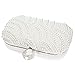 Chichitop Womens Luxury Special Crystals Beaded Pearl Evening Clutch Bag,White