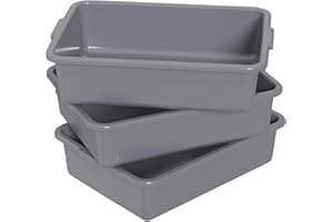Fabnati 3 Pack Bus Tubs for Restaurants, 13 L Food Grade Bus Bin, Grey Plastic Wash Basin