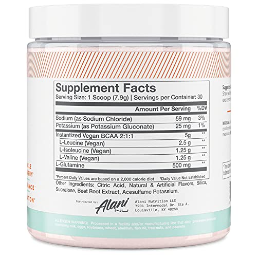 Alani Nu BCAA Branched Chain Essential Amino Acids Supplement Powder, Muscle Recovery Vitamins