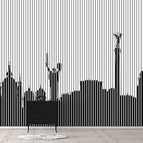 Wall Murals for Bedroom Abstract Black and White Building Removable Wallpaper Peel and Stick Wall Stickers - 66x96 inches