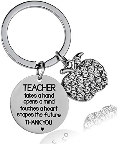 Thank You Teacher Opens A Mind Touches A Heart Shapes A Future Crystal Charm Keychain Gift for Teacher (Style 1)