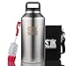 2 * LEAK PROOF lids for 30 oz tumblers + 2 BONUS steel straws, 100% air-tight vacuum open/close lock, spill, splash & leak proof, BPA-free, fits Yeti, Rtic, ozark, and most 30 oz tumblers - SLK