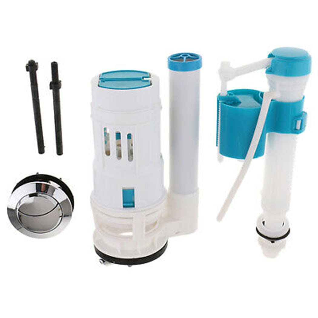 ZYWUOY Toilet Cistern Fill Kit, Old Toilet Drain Valve, Dual Flush Toilet Cistern Fill Parts, Universal Bathroom Kit Set of 3, Drain Flush Valve Button Set, Fit for Cistern Height 18-24cm