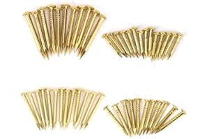 HEEPDD 100Pcs Brass Escutcheon Tacks, Round Head Brass Brad Nail Hardware Nail Assortment Kit Furniture Hinge Hardware Accessories (15mm Length)