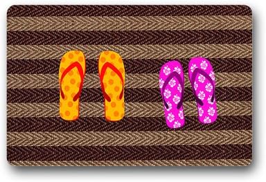 LALKIO Personalized Doormat Flip Flop Doormat Outdoor Indoor Floor Mats For Entrance Way Indoor Rubber Decor Bathroom Mats(23.6"x15.7")