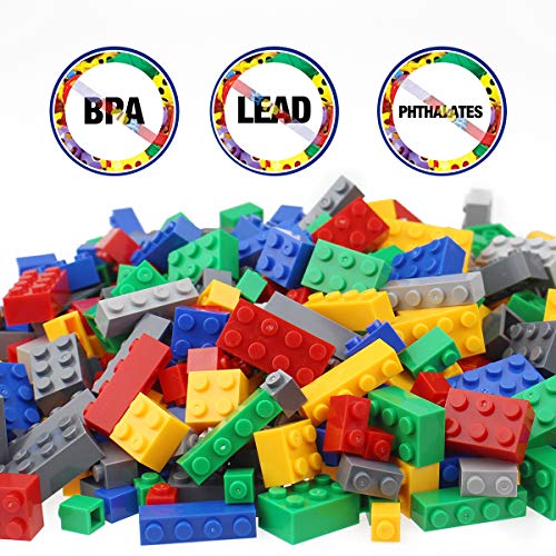 Building Blocks 500 Pieces Set, Building Bricks Creative DIY Interlocking Toy Set Random Colors Mixed Shape ABS Puzzle Construction Toys Set for Kids and Toddlers (500 PCS) - Thumbnail 2