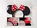 Perfec Mickey Mouse Ears Solid Black and Bow Minnie Headband For Boys and Girls Birthday Party Mom Baby Hairs Accessories Girl Headwear Party Decoration Baby Shower Halloween Set Of 2