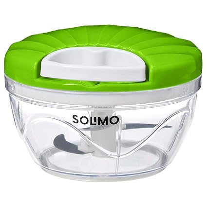 Amazon Brand - Solimo 500 ml Large Vegetable Chopper with 3 Blades, Green